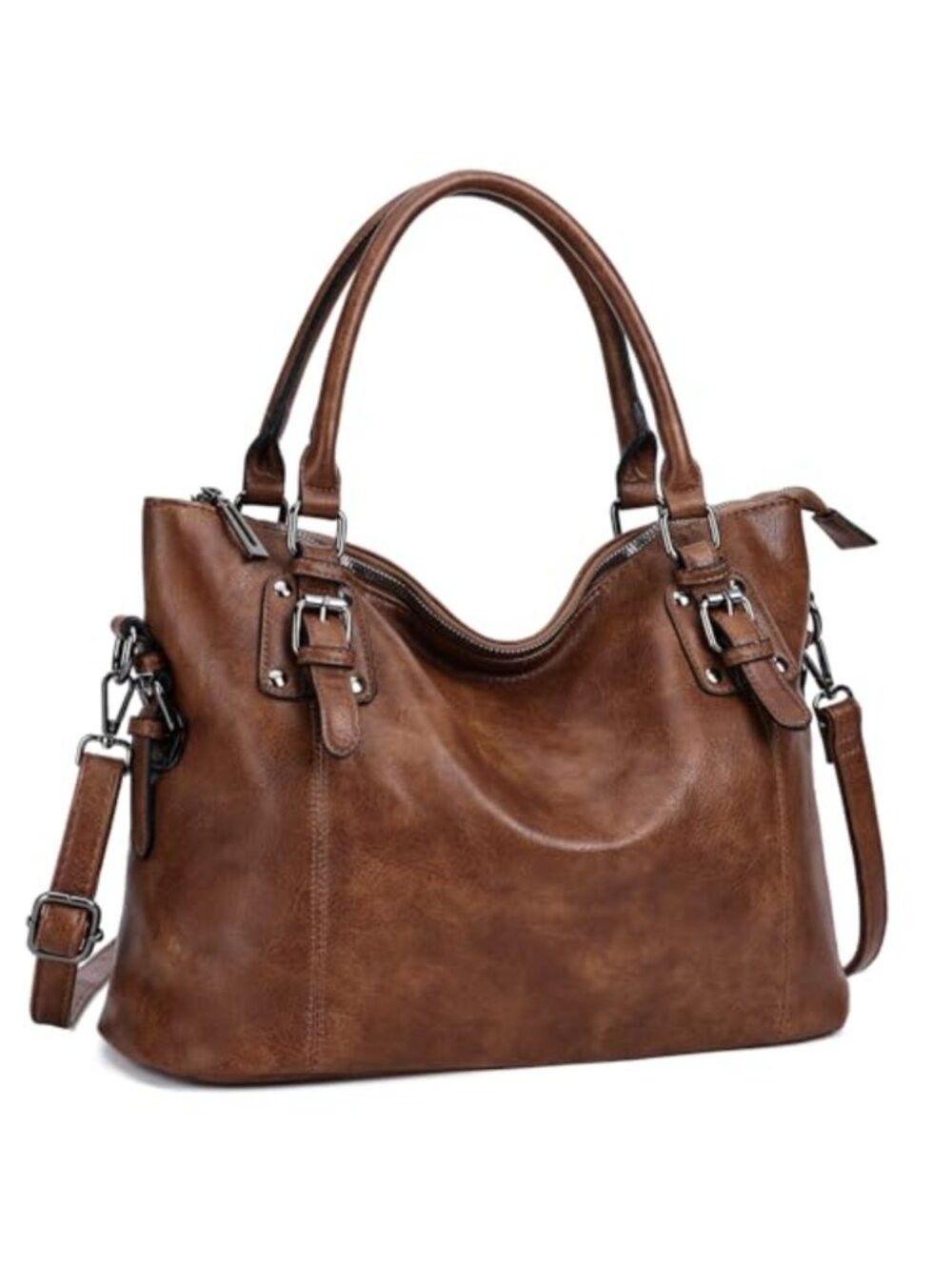 Faux Leather Hobo Shoulder Bag Adjustable Strap